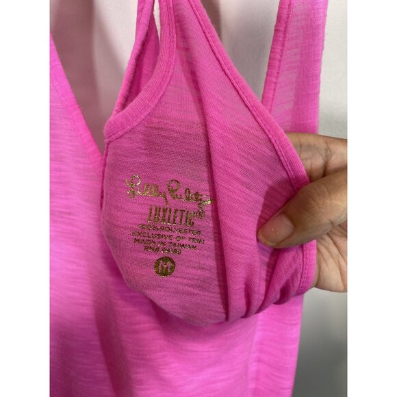 Lilly Pulitzer Pink Sleeveless Tank Top Size M Activewear Luxletic Workout - Picture 2 of 9